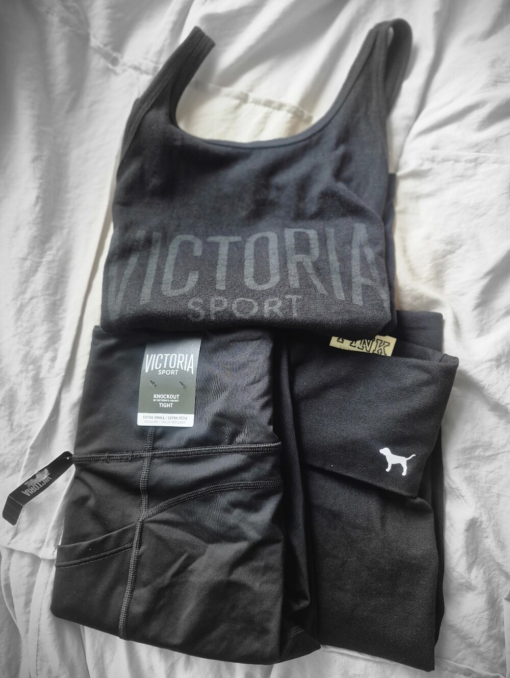 Victoria Sport Black Tank & 2 Pair Of Leggings Set All XSmall
